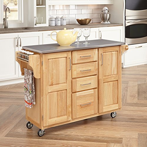 Home Styles Carrito de cocina con desayunador y cubiert...