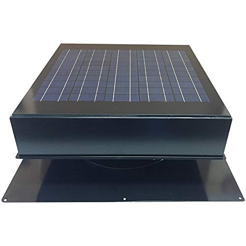  Remington Solar Ventilador de ático solar de 20 vatios (gris) con termostato / humidistato (22 x 22 x 11 pulgadas) - Motor sin escobillas - Ventilador de ventilación solar resistente al granizo y a...