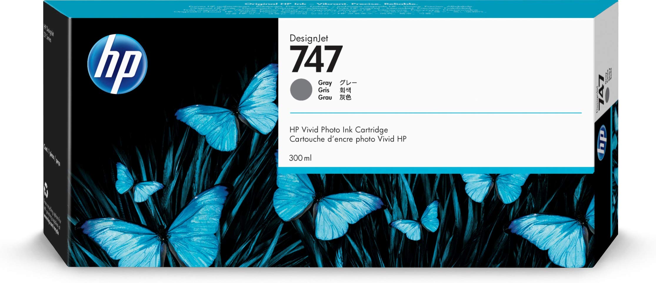 HP Cartucho de tinta original gris 747 de 300 ml (P2V86...