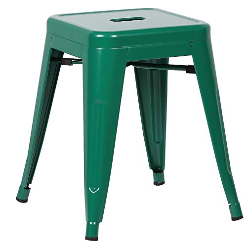 POLY & BARK Silla de comedor y taburete de bar Trattoria de metal de 18 pulgadas en verde oscuro (juego de 4)