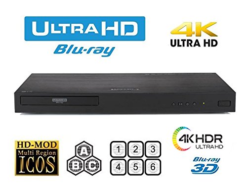 HDI LG UHD 4K Region Free Blu Ray Disc Reproductor de DVD - PAL NTSC Ultra HD - USB - 100-240V 50/60Hz para uso mundial y cable HDMI 4K multisistema de 6 pies