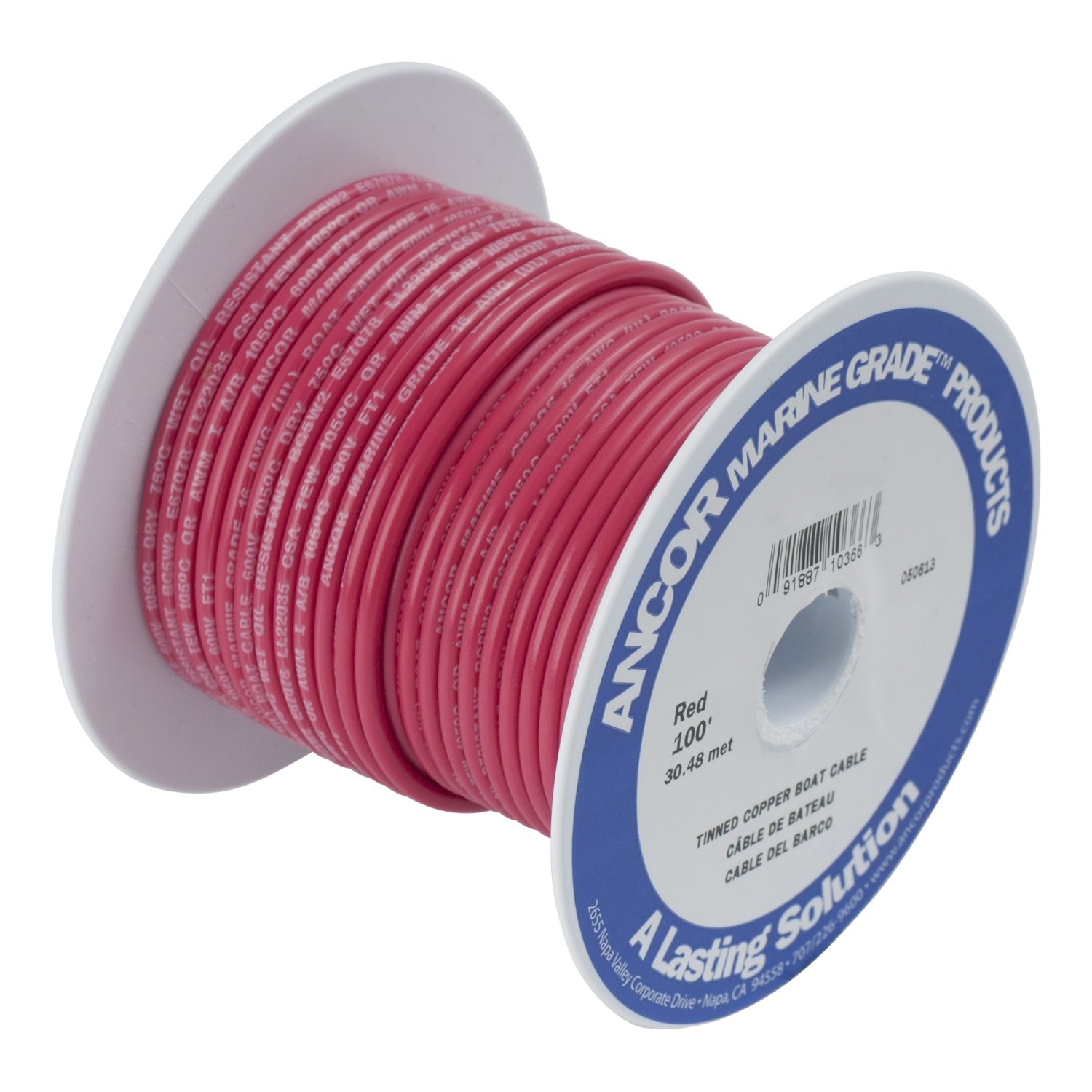 Ancor 118515 Tinned Copper Battery Cable, 3/0 AWG (81mm2), Red -150ft