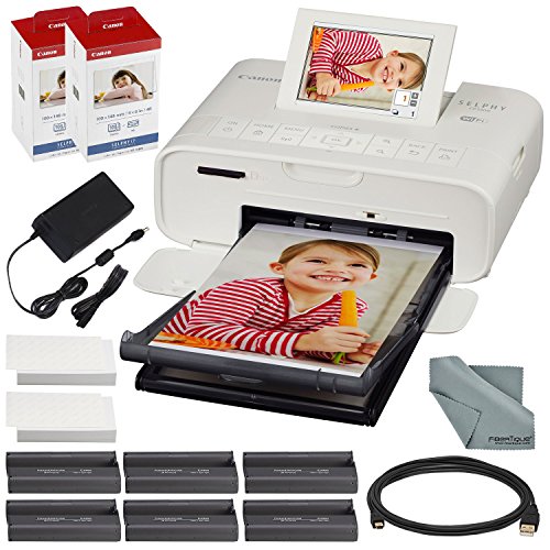 Canon Impresora fotográfica compacta SELPHY CP1300 (blanca) con WiFi y paquete de accesorios con juego de papel y tinta de color 2X