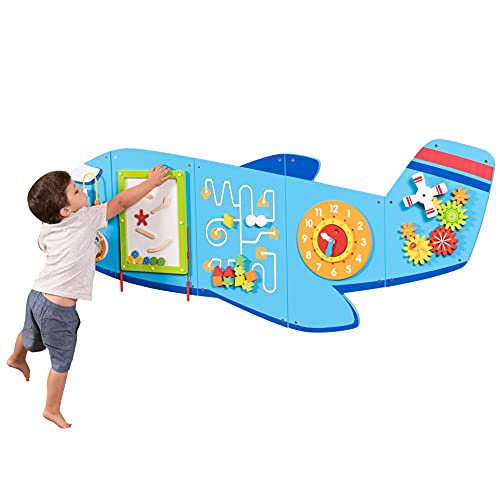  Learning Advantage Paneles de pared de actividades de avión - Centro de actividades para niños pequeños - Juguete montado en la pared para niños mayores de 18 meses - Decoración infantil para áreas...