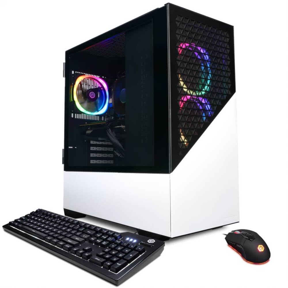 CyberPowerPC Gamer Master Gaming Desktop Computer, AMD Ryzen 7 7700 3.8GHz, 32GB RAM, 2TB SSD, NVIDIA GeForce RTX 4060 Ti 16GB, Windows 11 Home, White