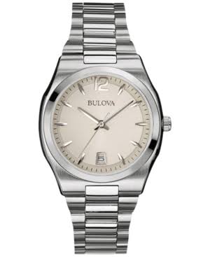 Bulova Reloj blanco de cuarzo japonés con pantalla analógica clásica 96M126 para mujer