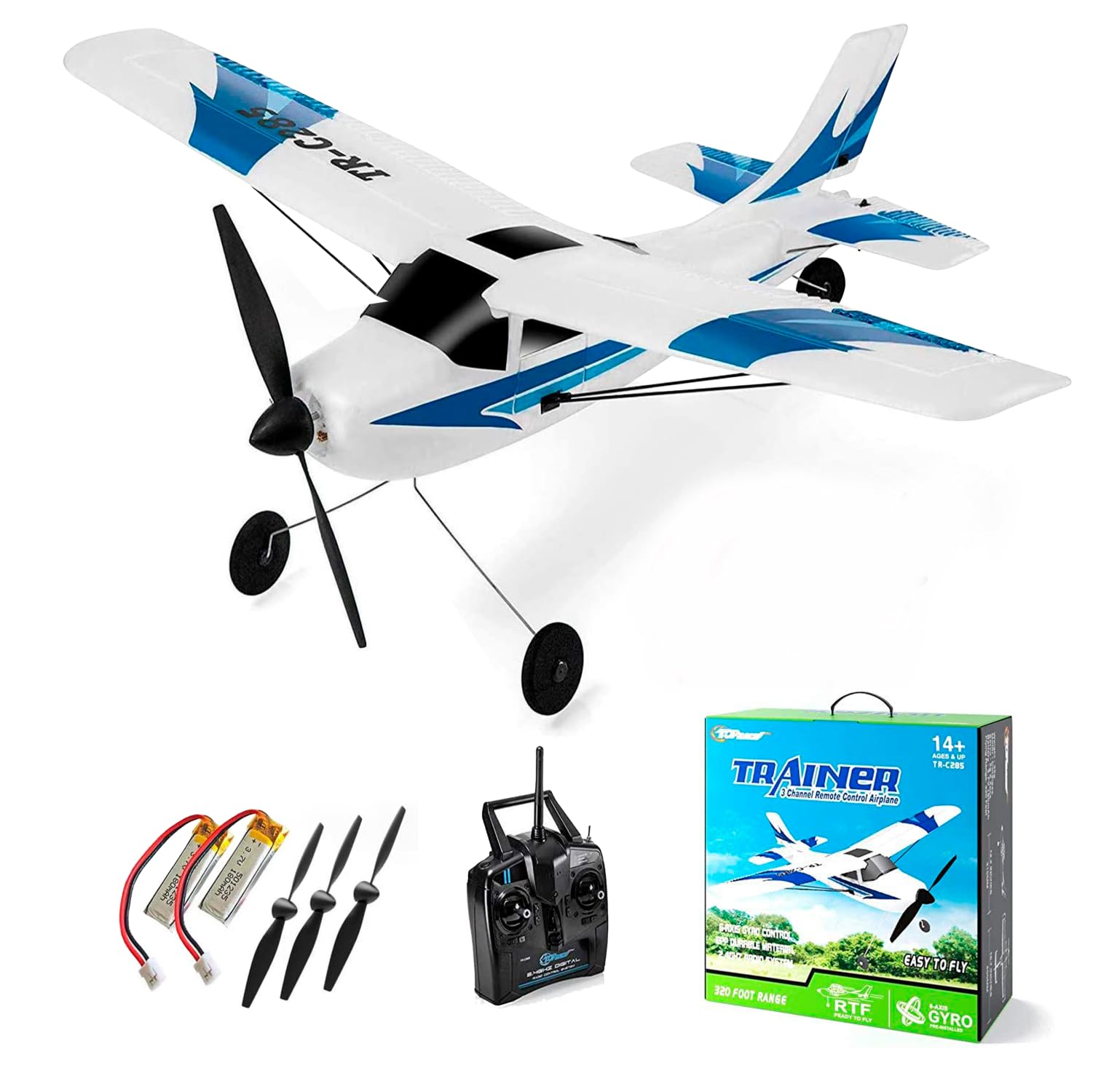  Top Race Avión de control remoto - Avión RC de 3 canales con batería - Aviones de radiocontrol para adultos y niños de 8 a 12 años - Juguete de regalo de Pascua - Aviones eléctricos fáciles de...