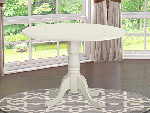  East West Furniture -- DROPSHIP East West Furniture DLT-WHI-TP Dublin Table-Linen Tablero de mesa blanco Superficie y lino Acabado blanco Patas de pedestal Estructura de madera maciza Mesa de comedor...