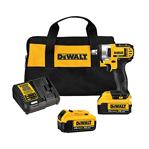 DEWALT DCF880HM2 Kit de llave de impacto de iones de litio de 20 voltios MAX de 1/2 pulgada con anillo de cerdo