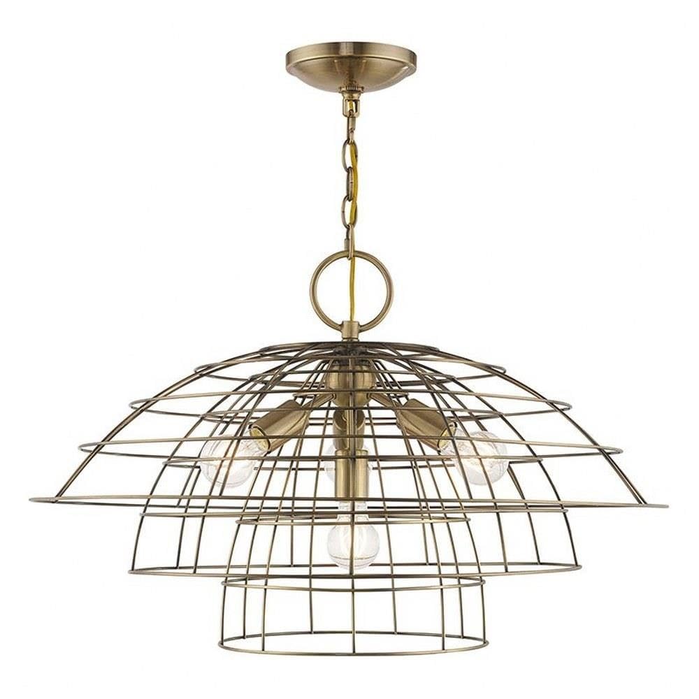 Livex 4 Lt Antique Brass Chandelier