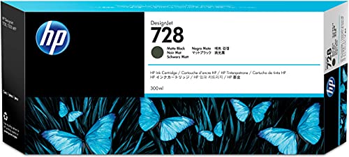 HP Cartucho de tinta original 728 negro mate de 300 ml (F9J68A) para impresoras Plotter de gran formato DesignJet T830 MFP ...