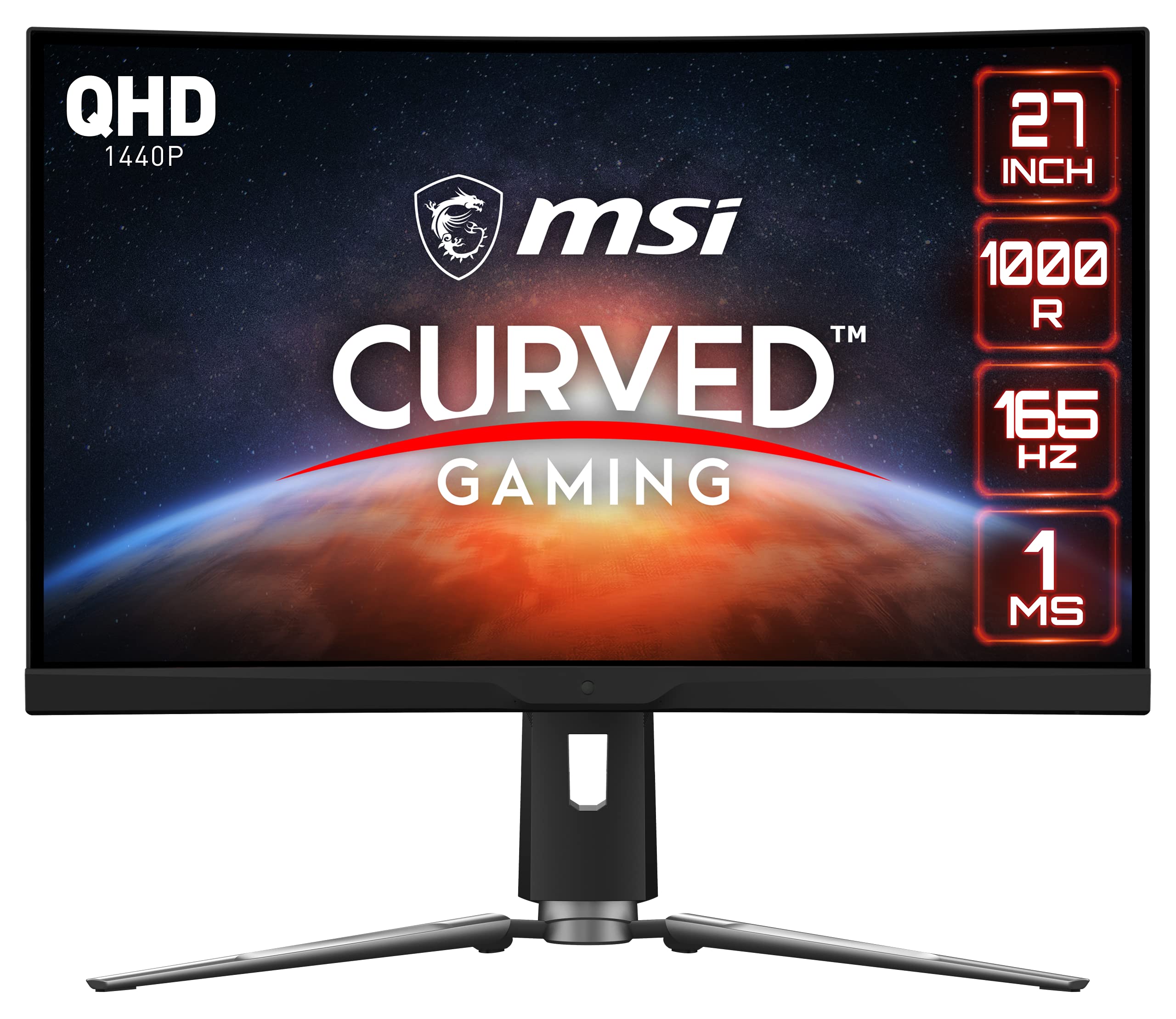  MSI QHD Antirreflejo 1 ms 2560 x 1440 Frecuencia de actualización ultra ancha de 165 Hz Listo para QHD USB/DP/HDMI Colgador de auriculares inteligente FreeSync 27 Monitor curvo para juegos (Optix MPG...