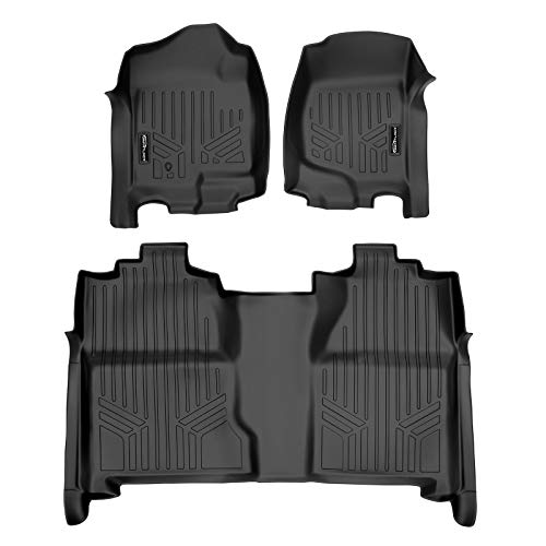 MAX LINER MAXLINER Juego de alfombrillas de 2 filas negras para Silverado/Sierra 1500 Crew Cab 2007-2013 - 2007-2014 2500/3500 HD Crew Cab