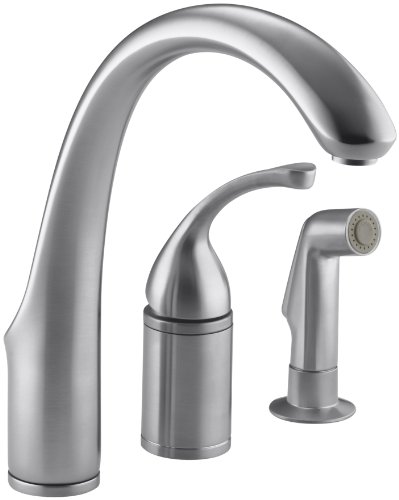 KOHLER Grifo de fregadero de cocina con válvula remota de control único Forte con rociador lateral y manija de palanca