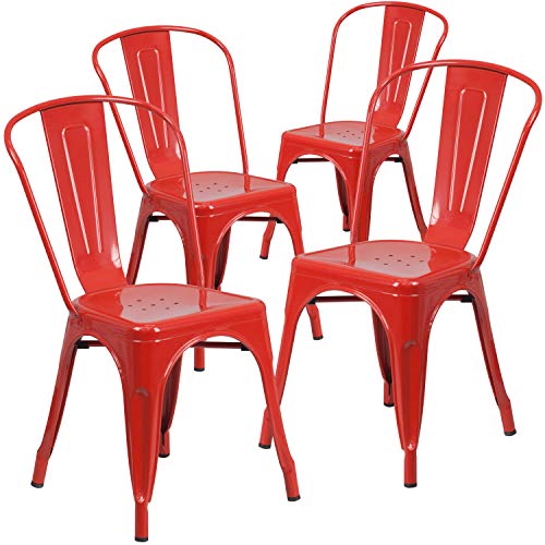 Flash Furniture 4 pq. Silla apilable interior-exterior ...