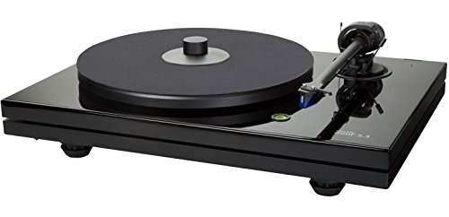 Music Hall Tocadiscos para audiófilos de la serie MMF-5.3 con cartucho azul Ortofon 2M premontado y brazo de fibra de carbono premium (negro brillante)