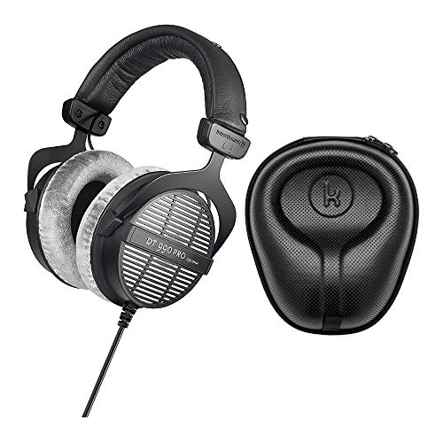 BeyerDynamic DT-990 Pro Auriculares acústicamente abiertos (250 ohmios) con estuche rígido grande para auriculares Knox Gear (2 artículos)