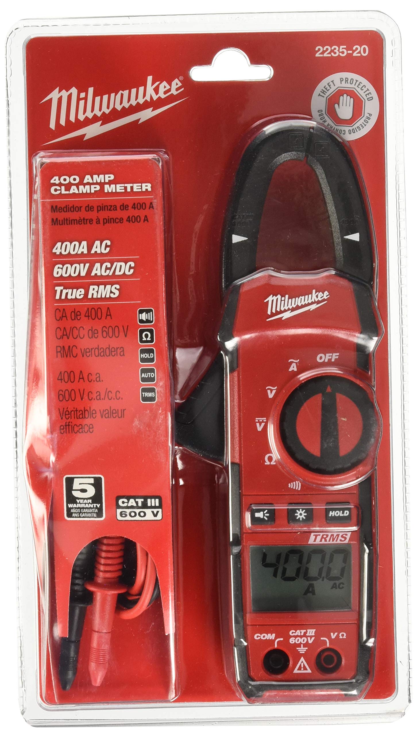 Milwaukee 2235-20 Pinza amperimétrica de 400 amperios