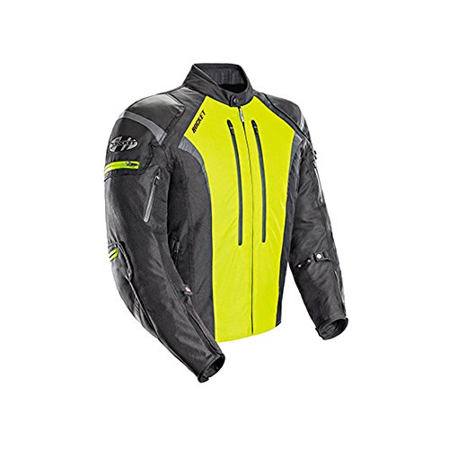 Joe Rocket Atomic 5.0 Chaqueta de moto para carretera textil para hombre - Negro/Alta visibilidad/Grande