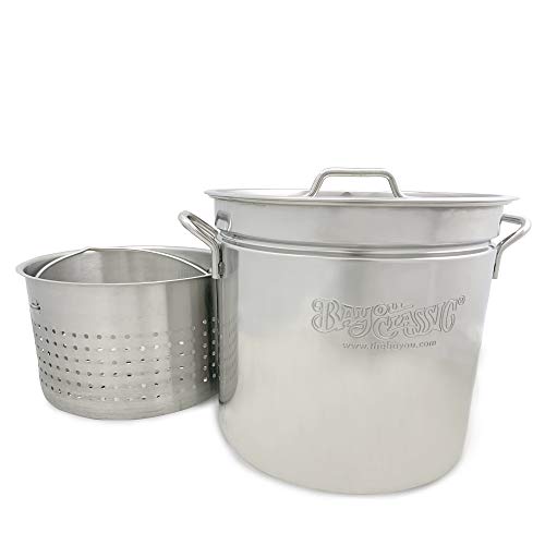 Bayou Classic 1162 162 qt. Olla de acero inoxidable con...