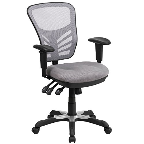 Flash Furniture Silla gris de malla con respaldo medio