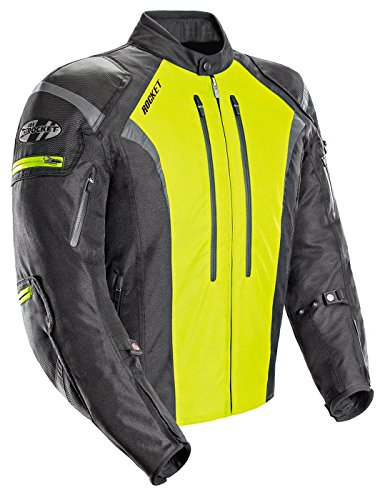 Joe Rocket Atomic 5.0 Chaqueta textil negra/amarilla de alta visibilidad para hombre - XL