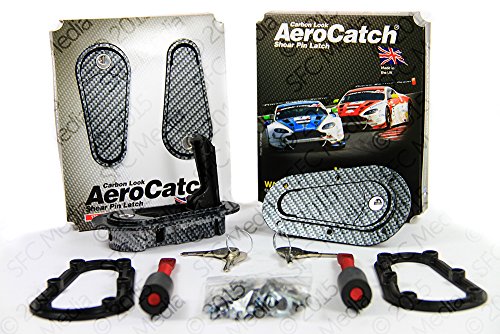 Aerocatch Kit de pestillo y pasador de bloqueo empotrado - Aspecto de fibra de carbono negro - Ahora incluye placas de fijación moldeadas - N.° de pieza 125-3100